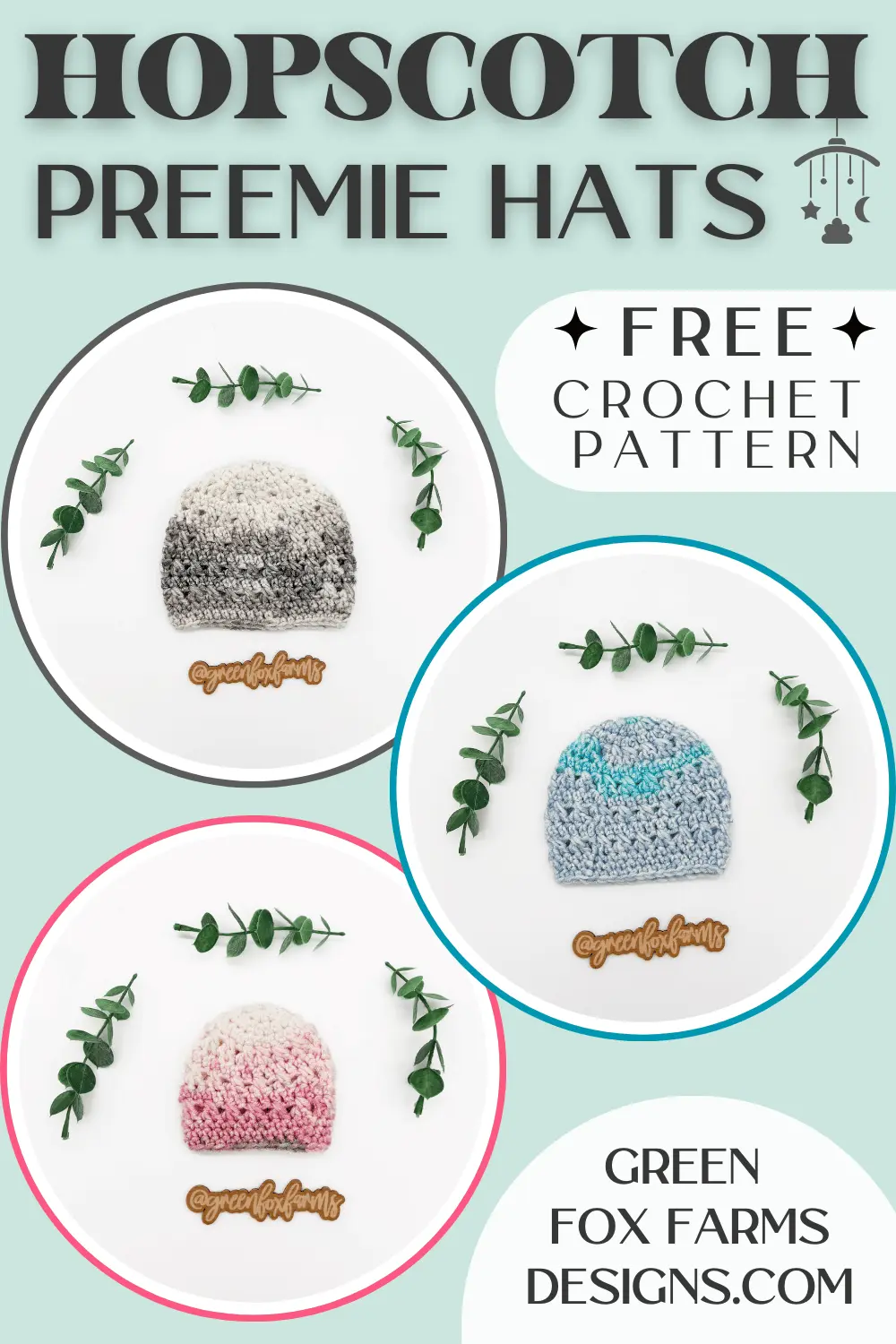 crochet Hopscotch Free Preemie Crochet Hat Pattern Green Fox Farms Designs PINS 3