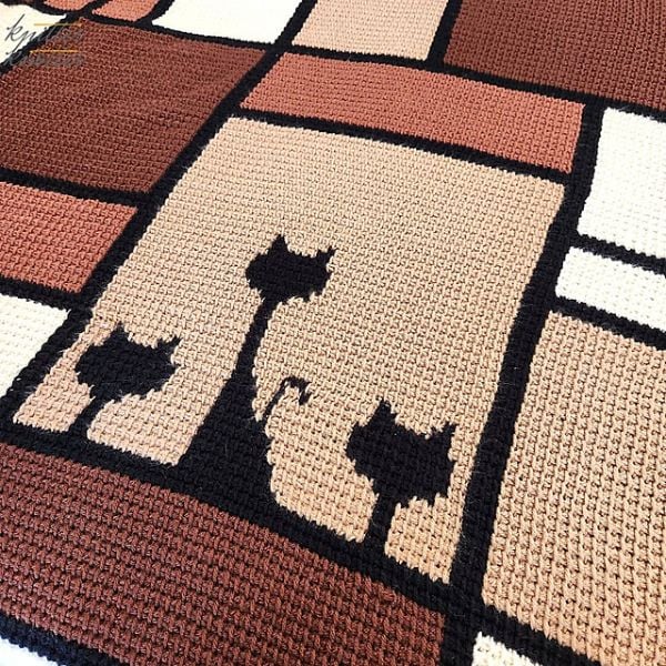 Three Little Kittens Blanket Free Tunisian Crochet Pattern