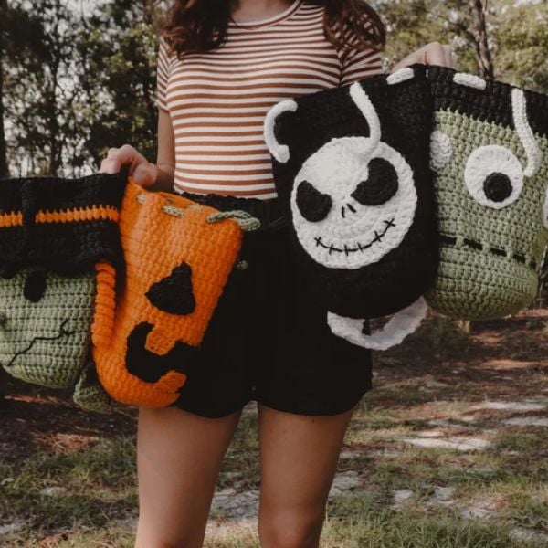 Trick or Treat Candy Bag Crochet Pattern Bundle etsy