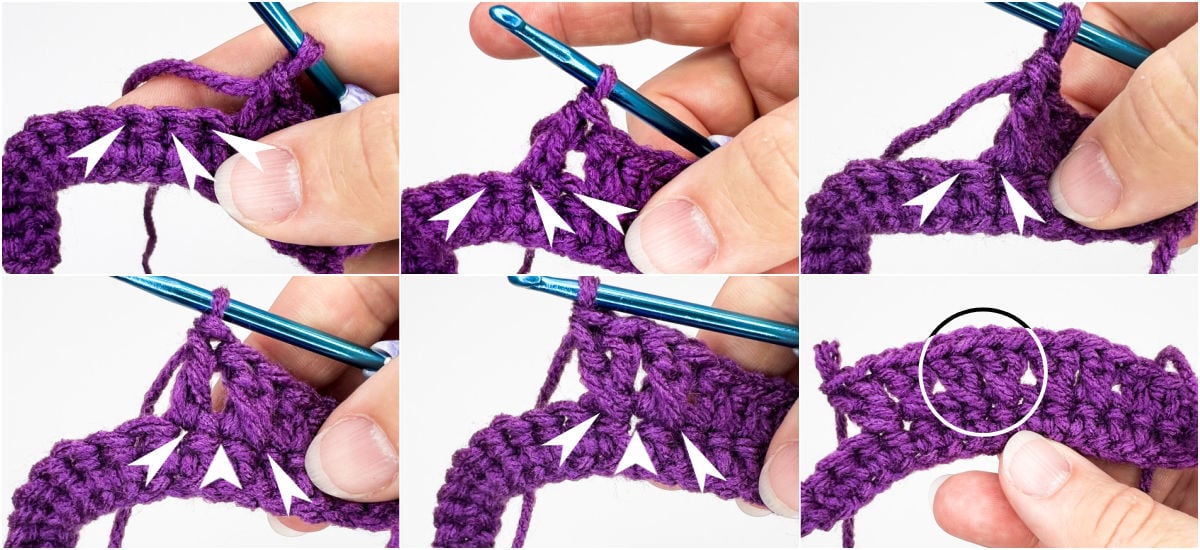crochet xdc inc crossed double increase tute C