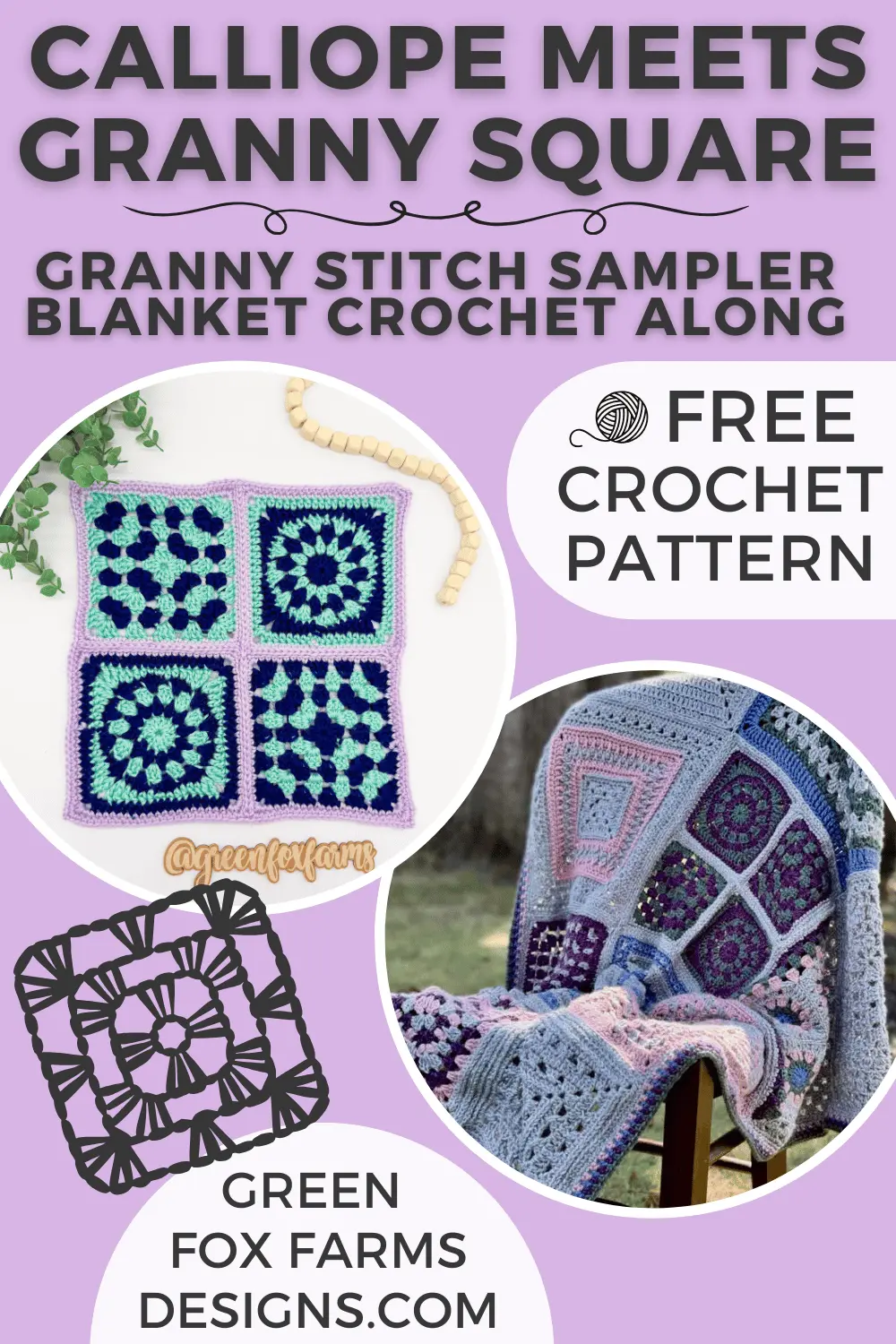 crochet Calliope Crochet Granny Square Free Blanket Granny Square for Beginners CAL GFFD PIN 1