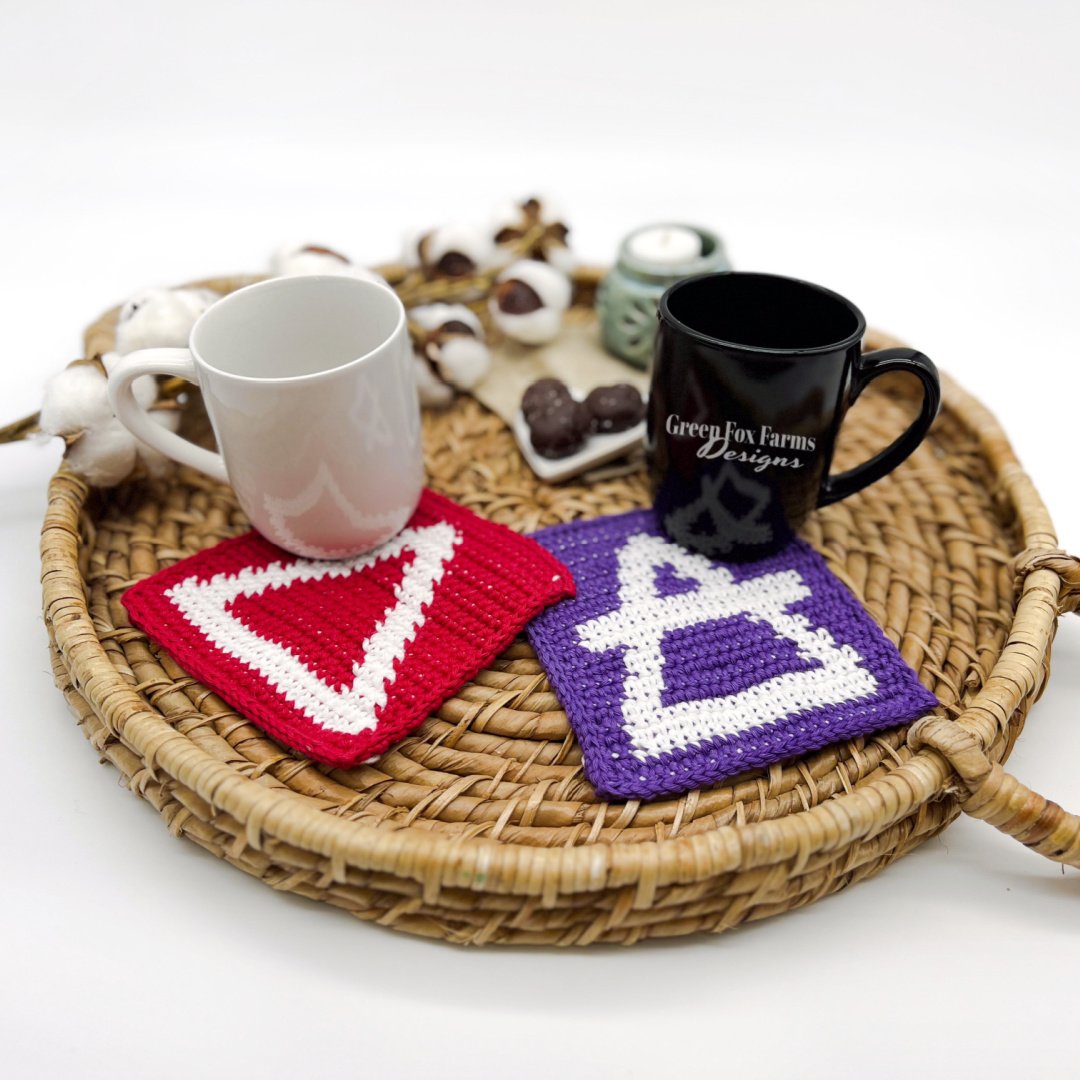 Embrace the Elements Crochet Mug Rug Patterns by Green Fox Farms Designs © 2024