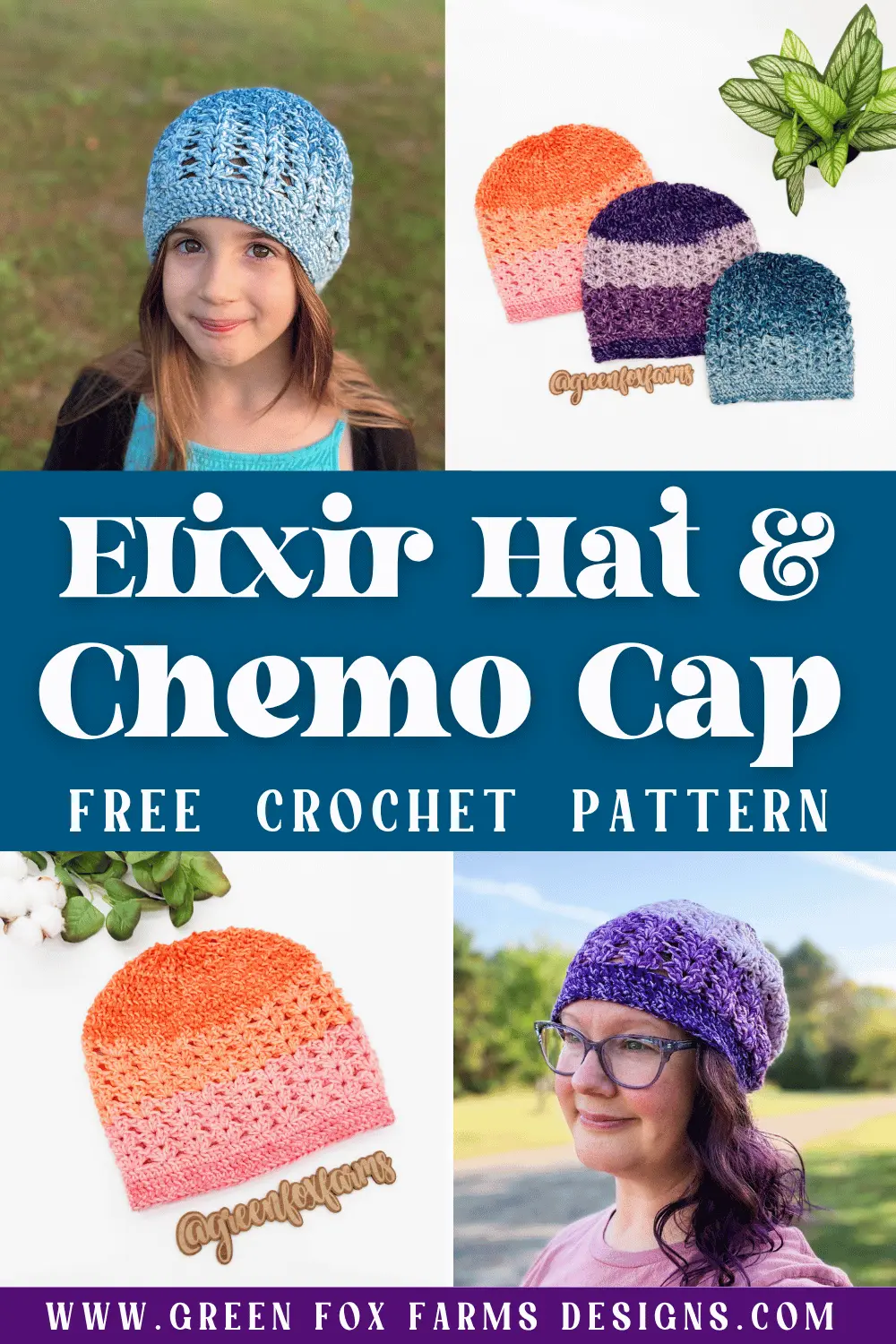 crochet Free Elixir Chemo Cap Crochet Pattern Green Fox Farms Designs PIN 1
