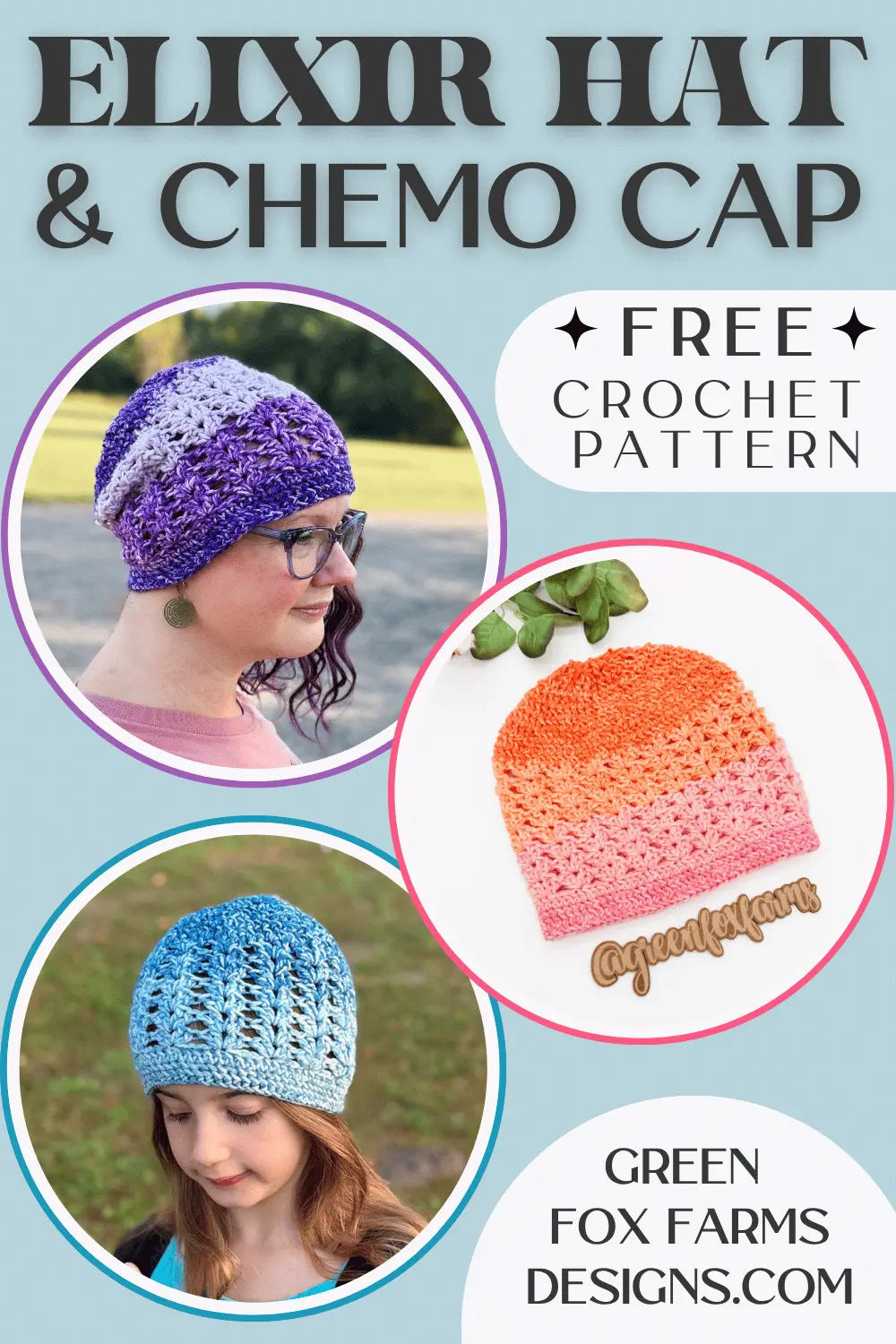 crochet Free Elixir Chemo Cap Crochet Pattern Green Fox Farms Designs PIN 3
