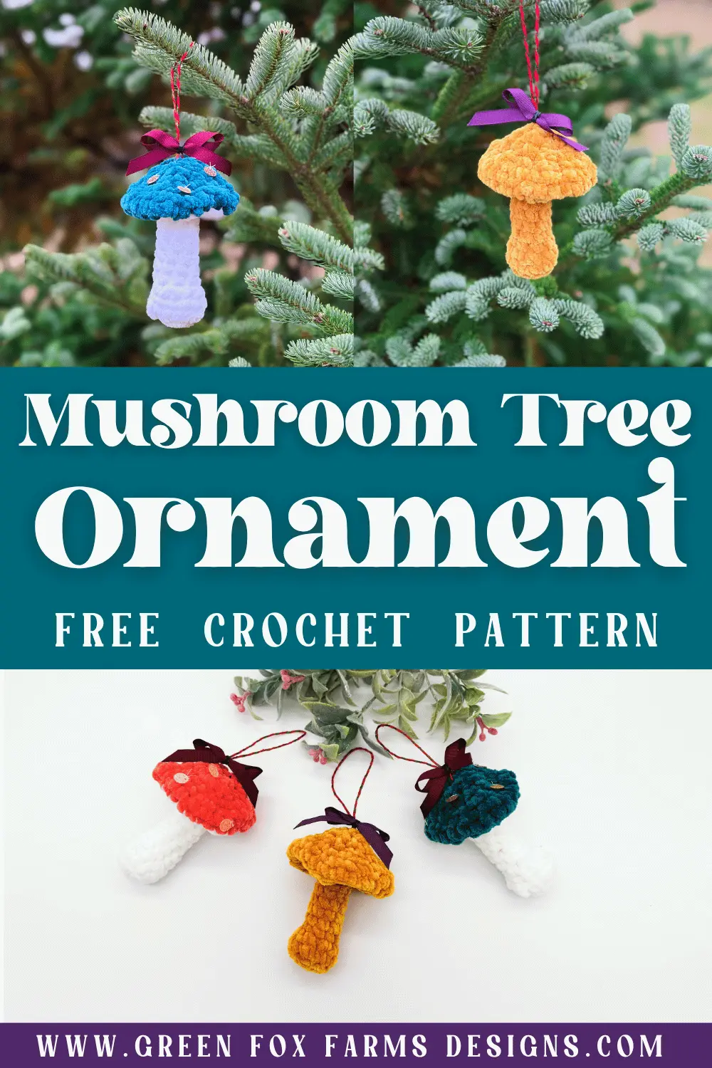 Mushroom Free Crochet Christmas Tree Ornament Pattern - Green Fox Farms Designs - PIN 1 crochet Mushroom Free Crochet Christmas Tree Ornament Pattern Green Fox Farms Designs PIN 1