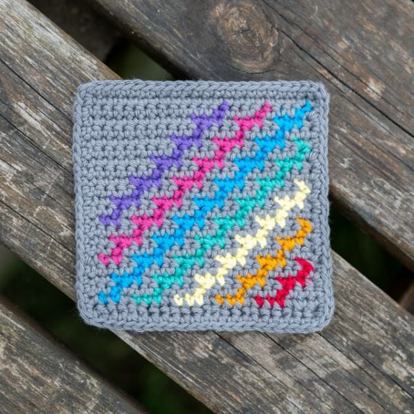 The Technicolour Tile Coaster – Crochet Pattern by Elimee Designs The Technicolour Tile Coaster – Crochet Pattern by Elimee Designs