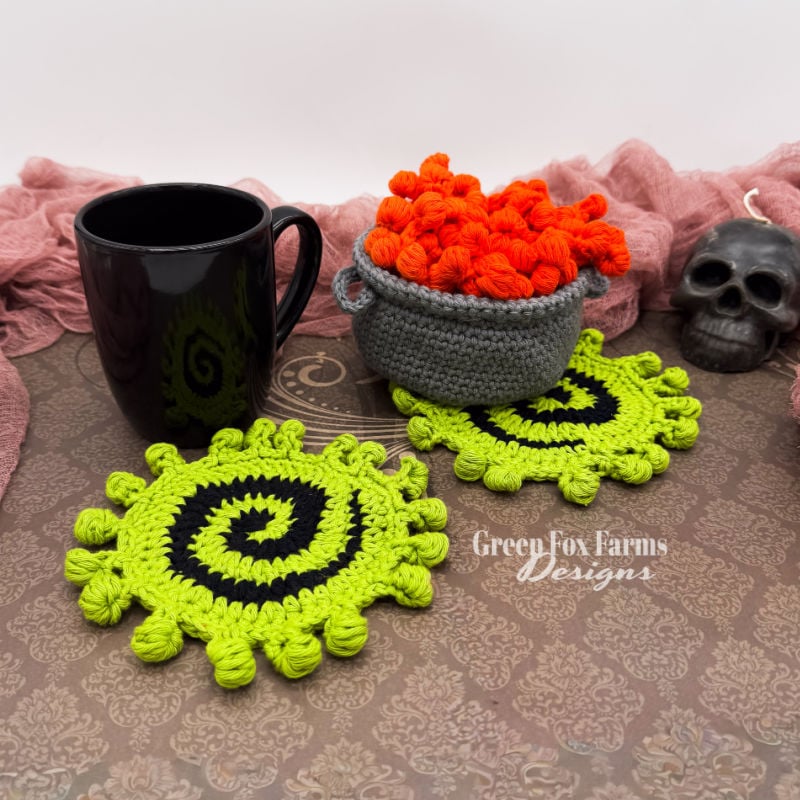 cauldron coasters final-27 web Free Christmas Bauble Crochet Pattern - group of six in different colors