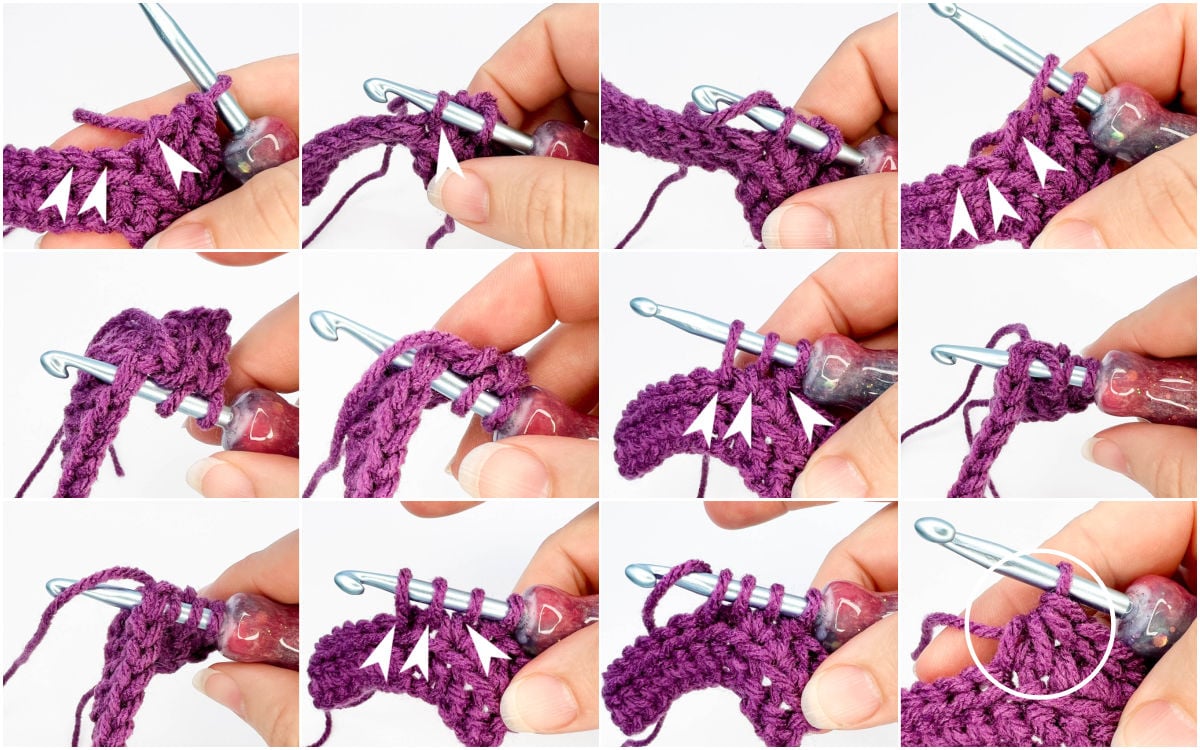 crochet lhdc lined half double dec tute C