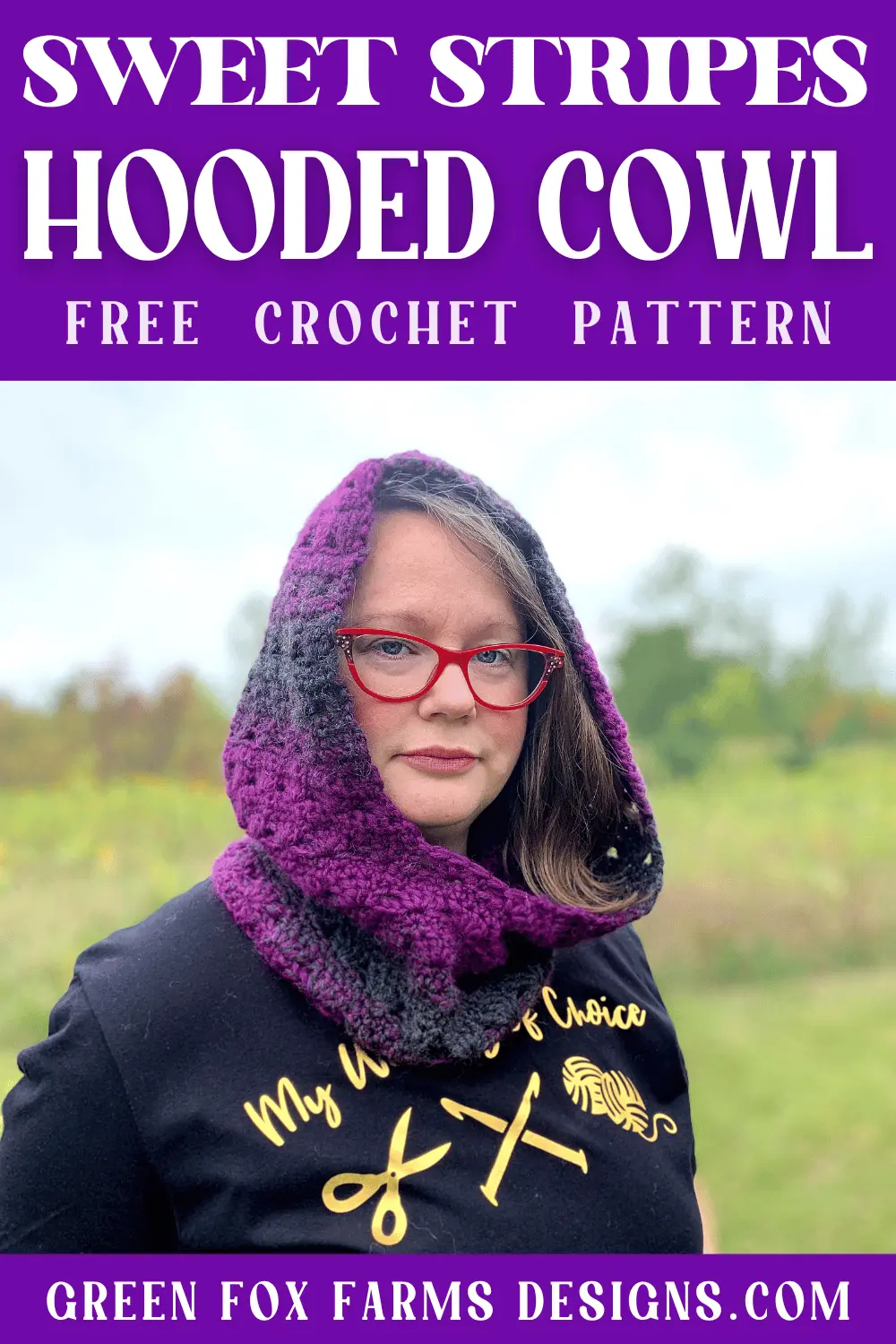 Sweet Stripes Crochet Hooded Cowl Free Pattern - Green Fox Farms Designs - PINS 2 crochet 2