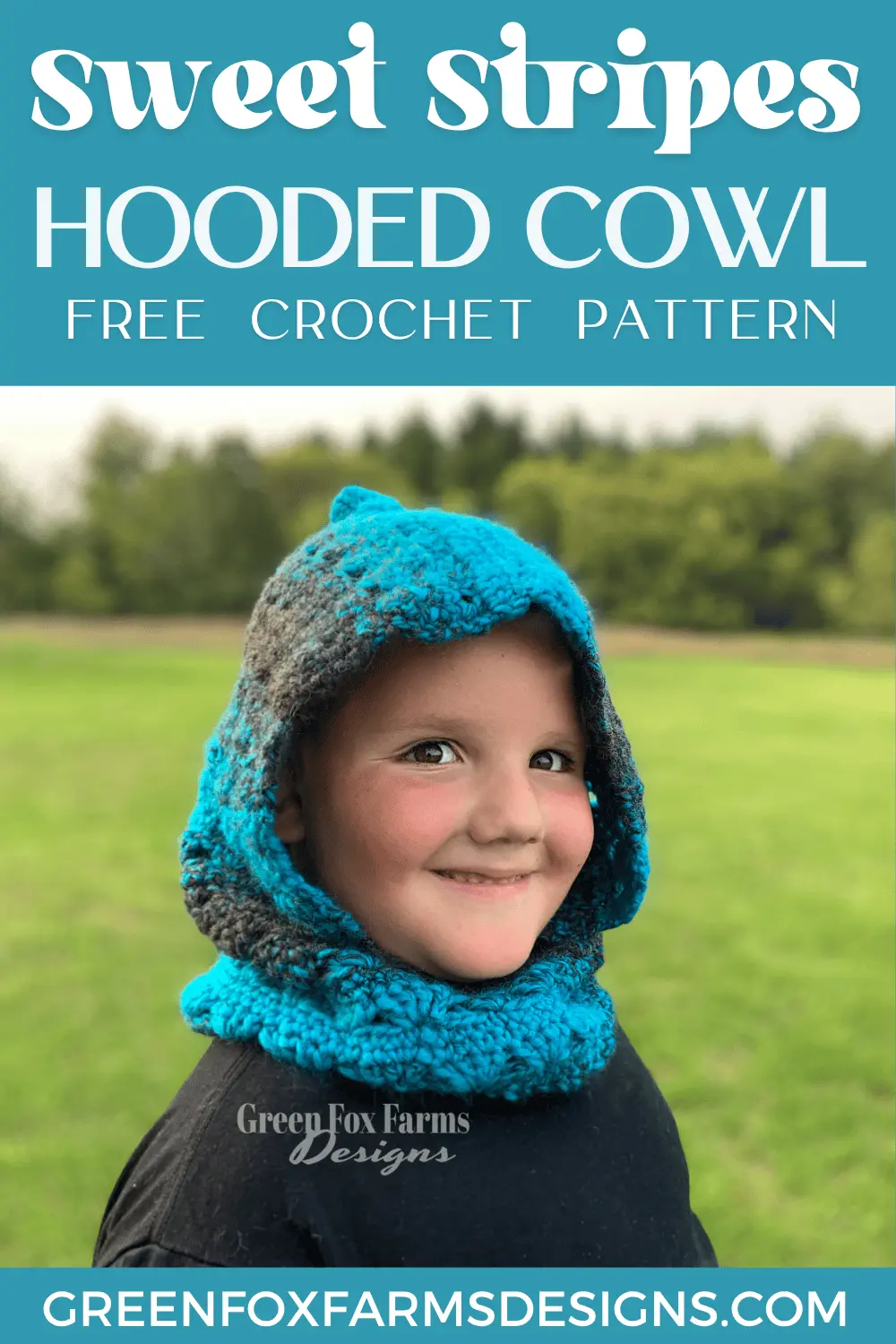 Sweet Stripes Crochet Hooded Cowl Free Pattern - Green Fox Farms Designs - PINS 8 crochet 8