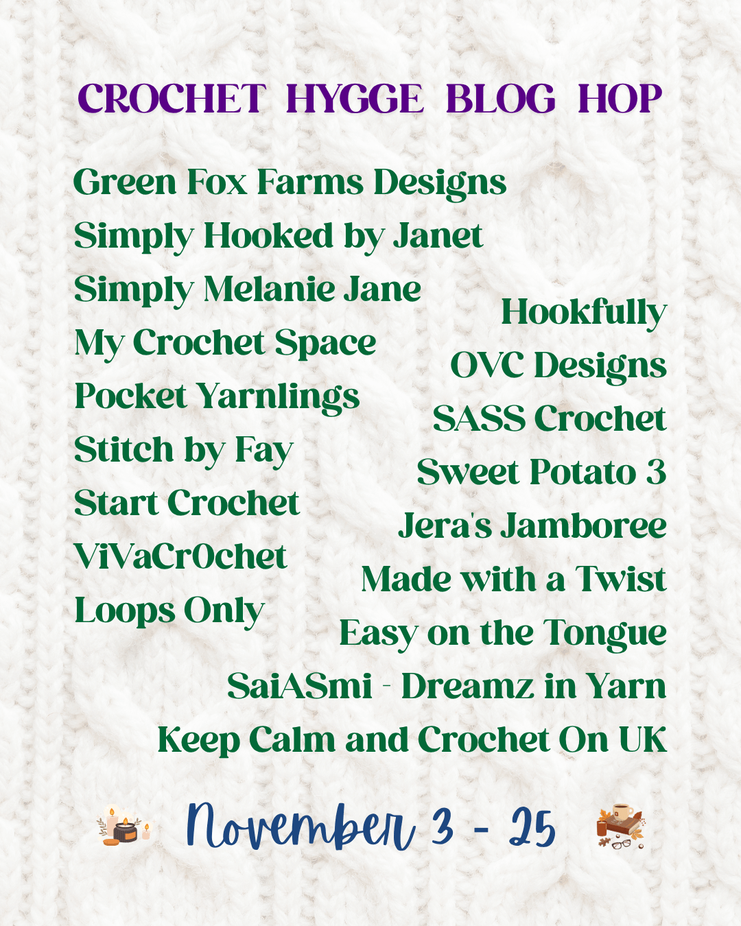 CHH Designers Graphic Fathers Day Crochet patterns blog hop list of designers and dates