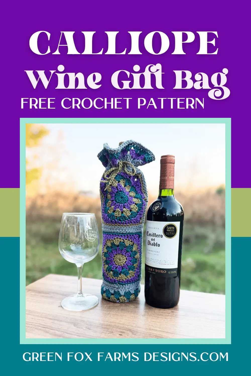 Calliope Crochet Wine Bottle Holder Pattern - Green Fox Farms Designs - PINS 3 crochet Calliope Crochet Wine Bottle Holder Pattern Green Fox Farms Designs PINS 3