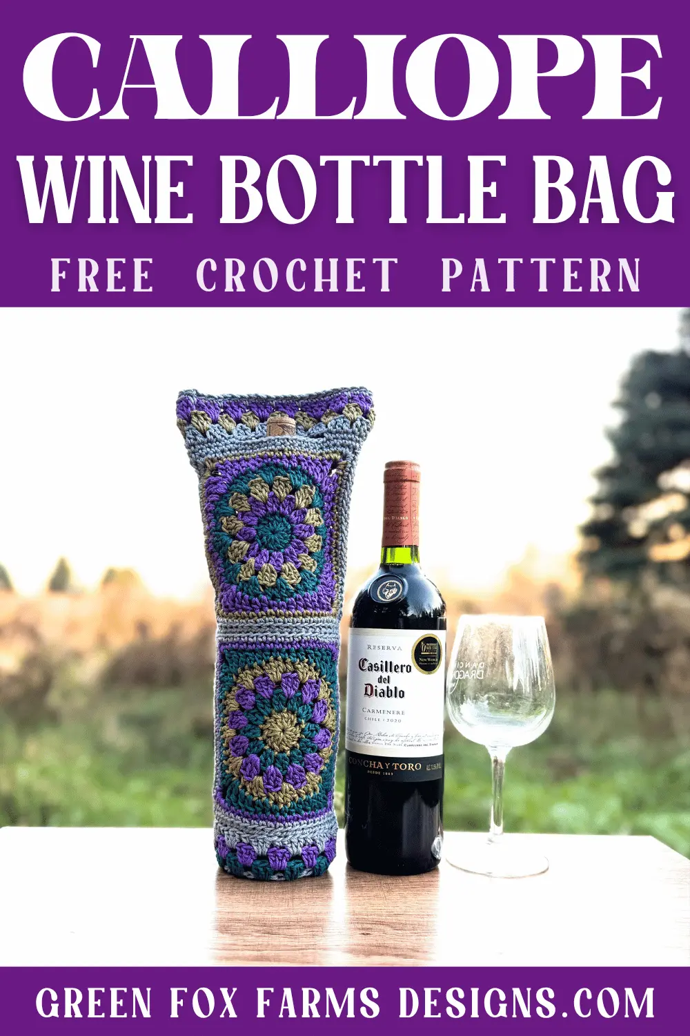 crochet Calliope Crochet Wine Bottle Holder Pattern Green Fox Farms Designs PINS 6