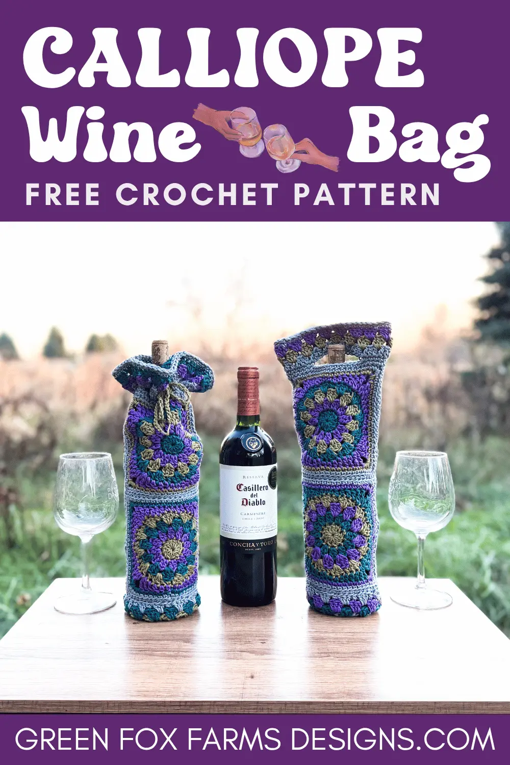 Calliope Crochet Wine Bottle Holder Pattern - Green Fox Farms Designs - PINS7 crochet Calliope Crochet Wine Bottle Holder Pattern Green Fox Farms Designs PINS7