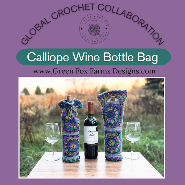 Calliope Wine Bottle Bag GFFD Lisa Fox GCC 2 copy Farmhouse Pumpkins Crochet Pattern makes for stunning handmade fall home decor. Free Crochet Pattern for rustic pumpkins that look knit. Crochet your own set of small and large Halloween Pumpkins with this quick crochet pattern. Crochet Colorful Pumpkins with cinnamon sticks for the perfect Thanksgiving table decorations. Crochet a pumpkin with this free crochet pattern by greenfoxfarmsdesigns.com