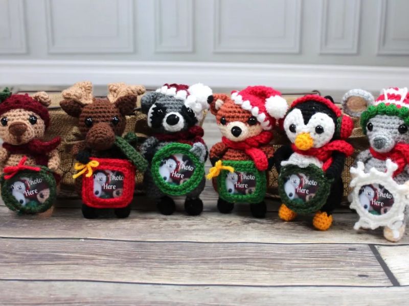 Crochet Photo Frame Christmas BUNDLE. Holiday Picture Crochet Pattern ebook. 6 Amigurumi Patterns Collection Santa Reindeer Snowman Elf