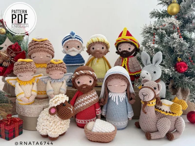 Gorgeous Festive Crochet Nativity Set by RNata 1