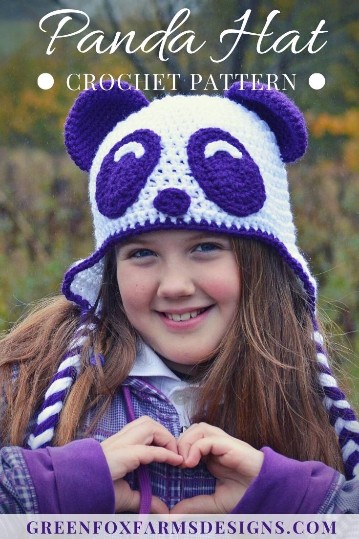 crochet panda hat pattern pin 1