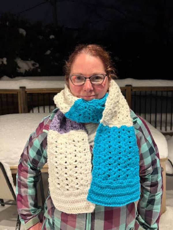 Beautiful Sweet Stripes Stockings in Red, Green, and Purple. Create your own handmade stockings with this crochet Christmas Stocking tutorial. Crochet a Stocking in Small, Medium, or Large sizes with this farmhouse Christmas Stocking crochet pattern by greenfoxfarmsdesigns.com