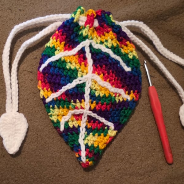 crochet 1 leaf bag test heather