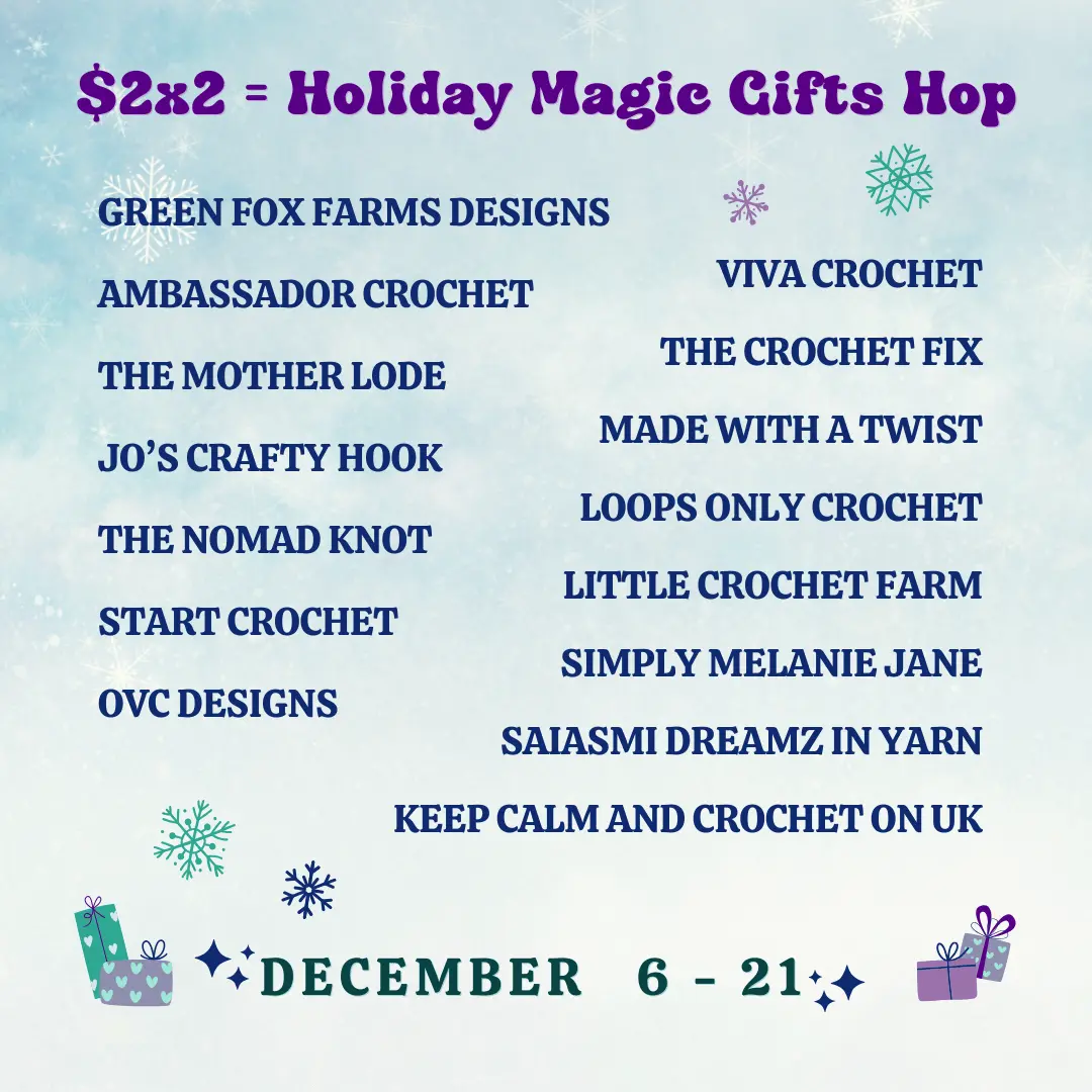 Fathers Day Crochet patterns blog hop list of designers and dates