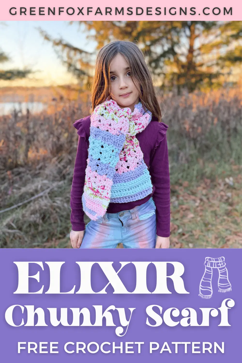 crochet Free Elixir Crochet Chunky Scarf Pattern Green Fox Farms Designs PIN 7