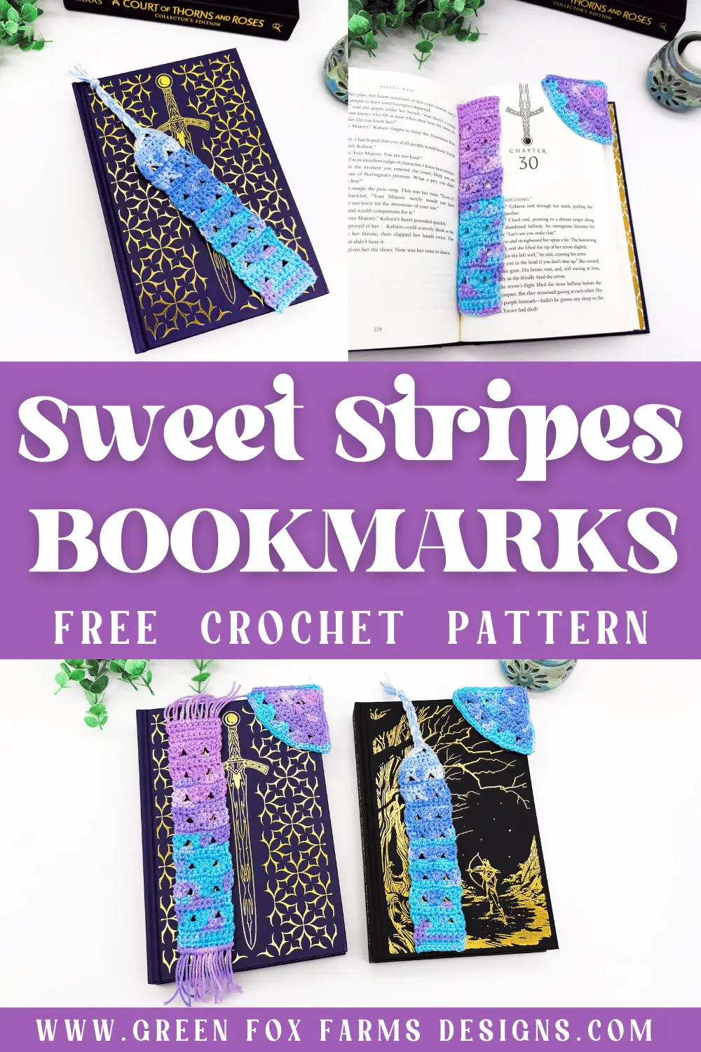 Free Sweet Stripes Easy Crochet Bookmark Pattern - Green Fox Farms Designs - PINS 1 crochet Free Sweet Stripes Easy Crochet Bookmark Pattern Green Fox Farms Designs PINS 1