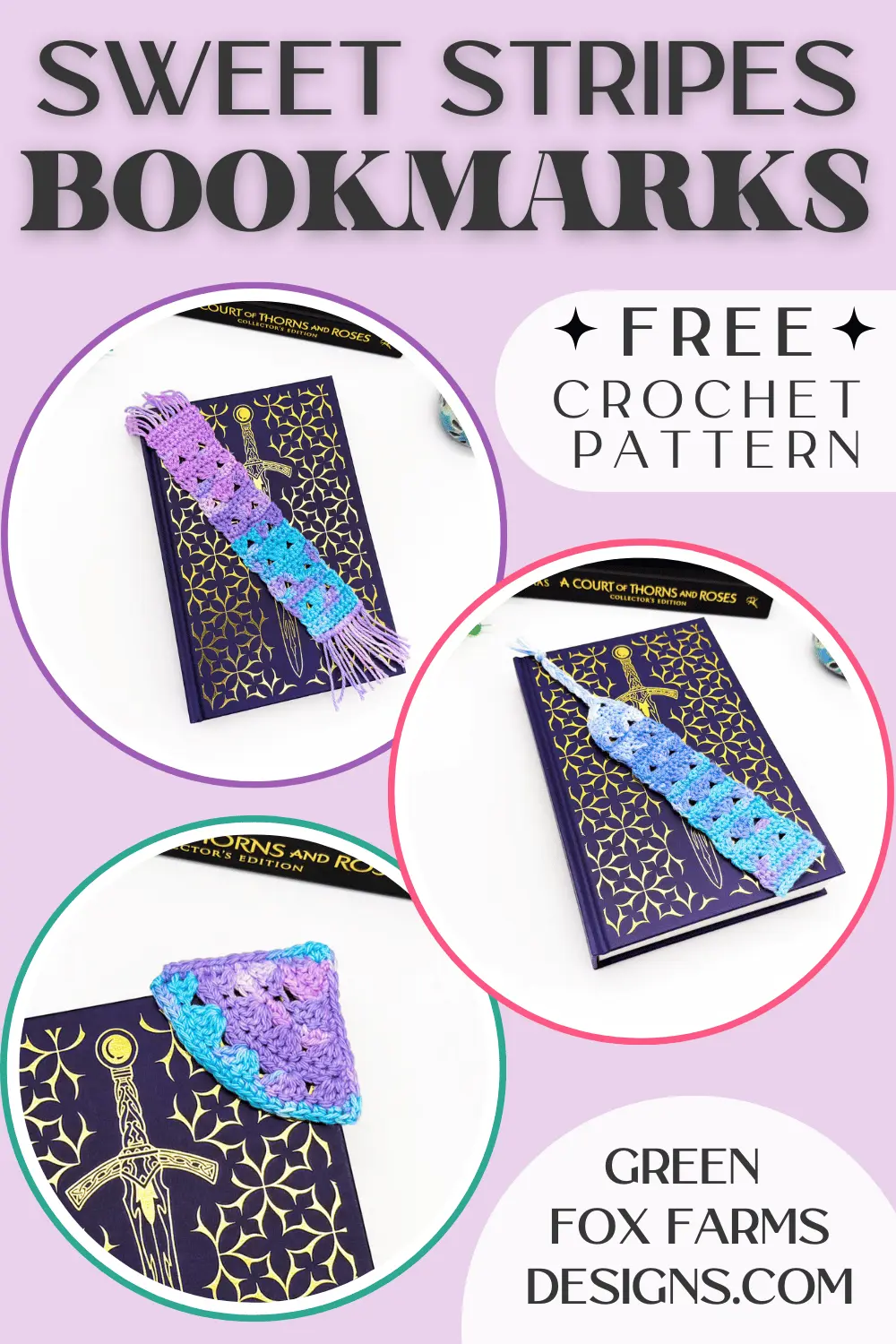 Free Sweet Stripes Easy Crochet Bookmark Pattern - Green Fox Farms Designs - PINS 3 crochet Free Sweet Stripes Easy Crochet Bookmark Pattern Green Fox Farms Designs PINS 3