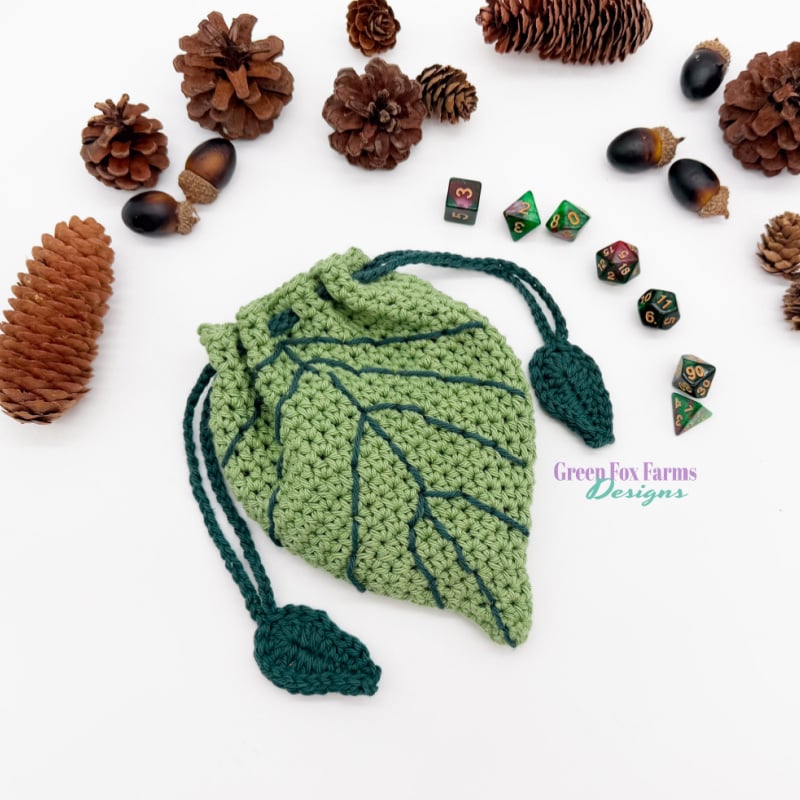 crochet Linden Leaf Druid Dice Pouch Crochet Dice Bag Pattern web