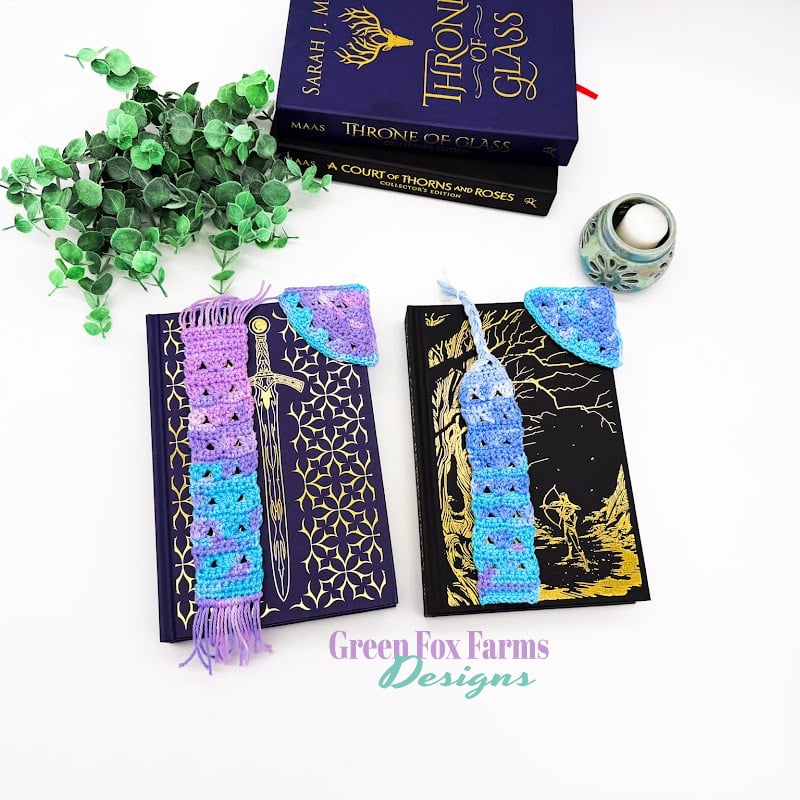 free sweet stripes easy crochet bookmark pattern by Green Fox Farms Designs © 2025 web Free Christmas Bauble Crochet Pattern - group of six in different colors