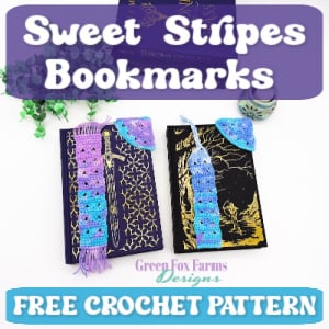 crochet sweet stripes bookmarks TN
