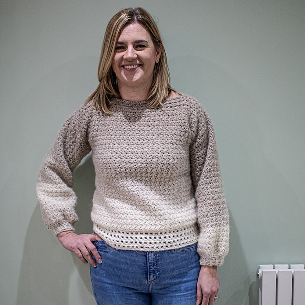 misty days sweater 1 Hopscotch book sleeve pattern by Green Fox Farms Designs