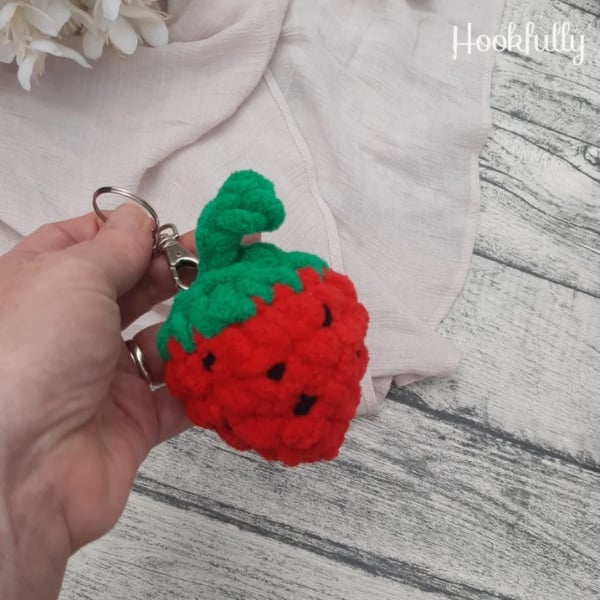 Crochet Strawberry Keychain Free Pattern by Hookfully Crochet Strawberry Keychain Free Pattern by Hookfully