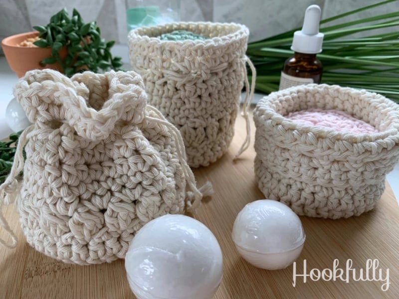 Free Crochet Drawstring Bag Pattern by Hookfully Free Crochet Drawstring Bag Pattern by Hookfully