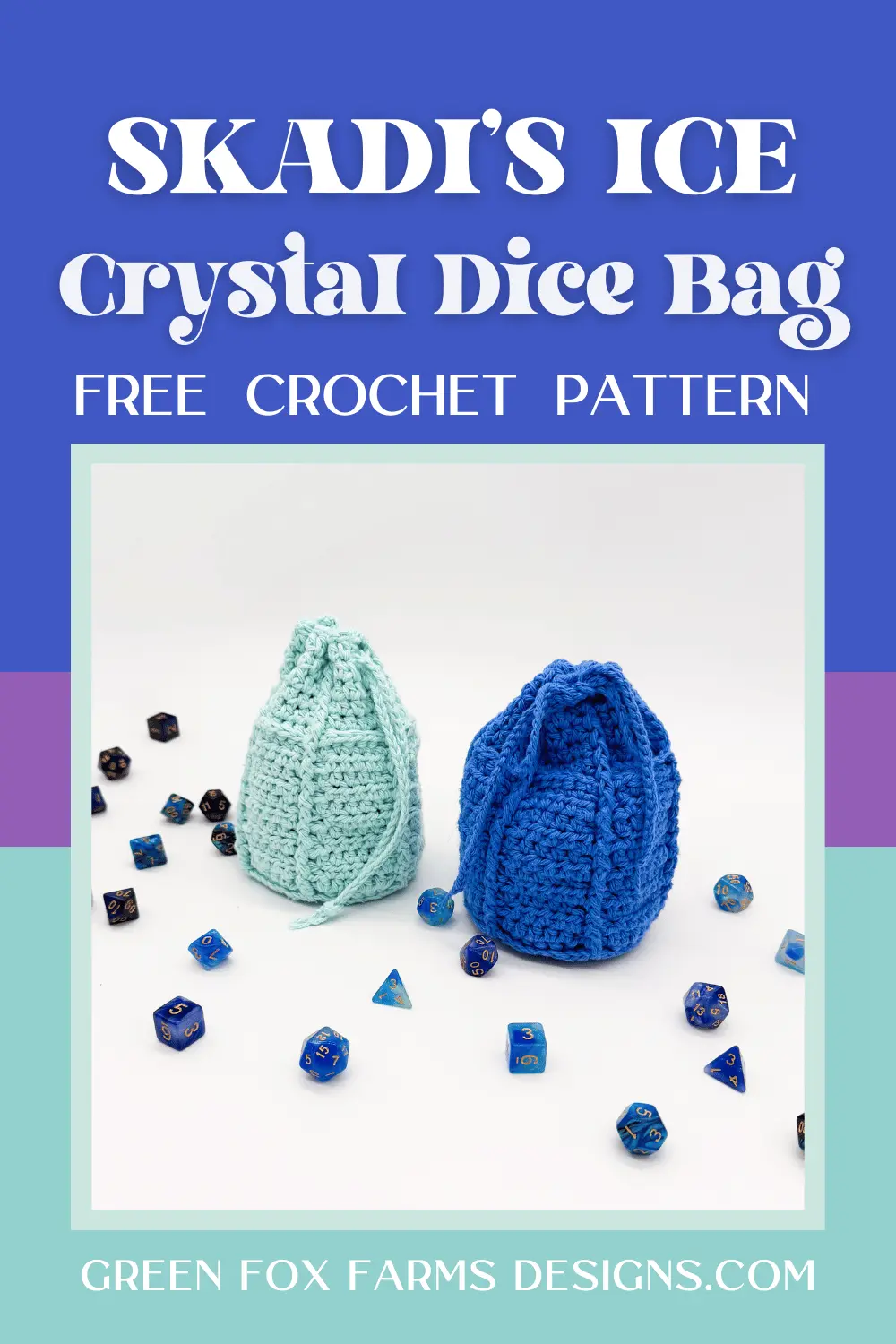 Skadi Icicle Crochet Dice Bag Pattern Free 4 Beautiful Sweet Stripes Stockings in Red, Green, and Purple. Create your own handmade stockings with this crochet Christmas Stocking tutorial. Crochet a Stocking in Small, Medium, or Large sizes with this farmhouse Christmas Stocking crochet pattern by greenfoxfarmsdesigns.com