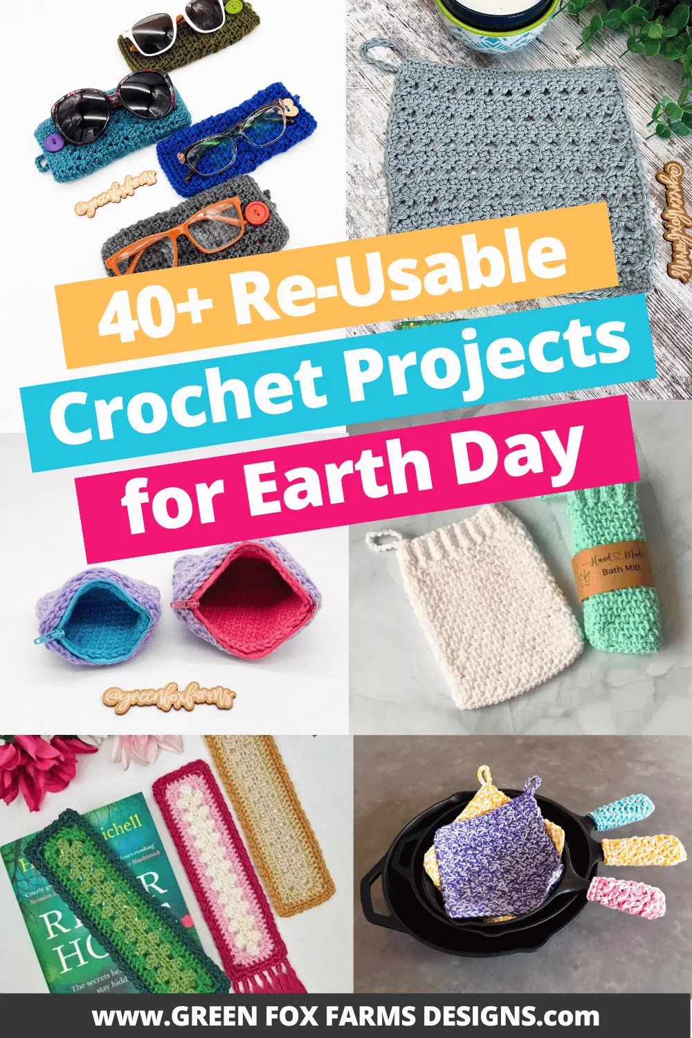 crochet 40 Reusable Earth Day Crochet Patterns Roundup by Green Fox Farms Designs © 2026 Pin 2