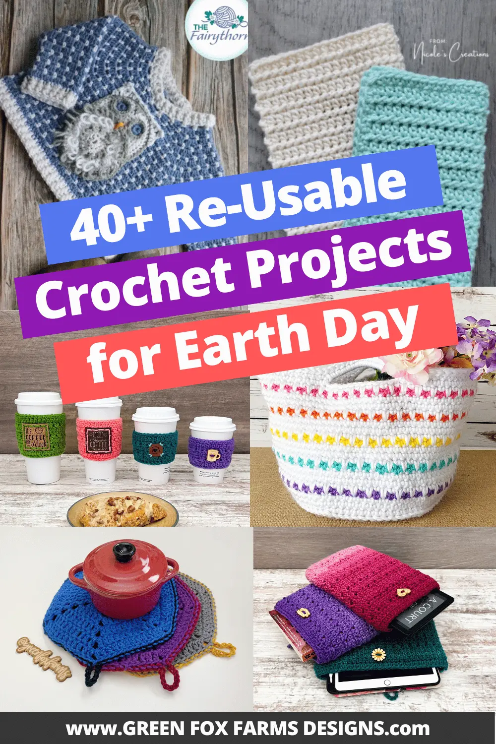 crochet 40 Reusable Earth Day Crochet Patterns Roundup by Green Fox Farms Designs © 2026 Pin3