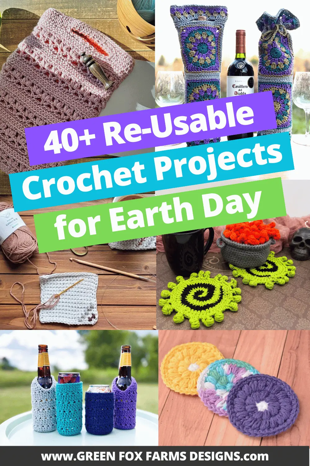 crochet 40 Reusable Earth Day Crochet Patterns Roundup by Green Fox Farms Designs © 2026 Pin4
