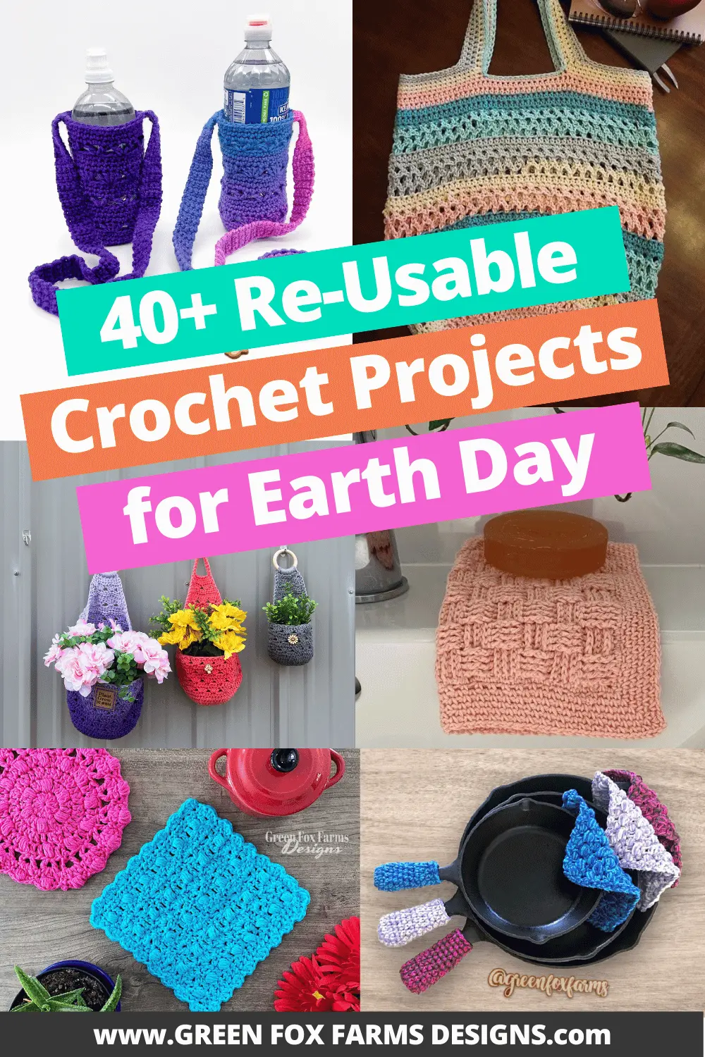 crochet 40 Reusable Earth Day Crochet Patterns Roundup by Green Fox Farms Designs © 2026 Pin5
