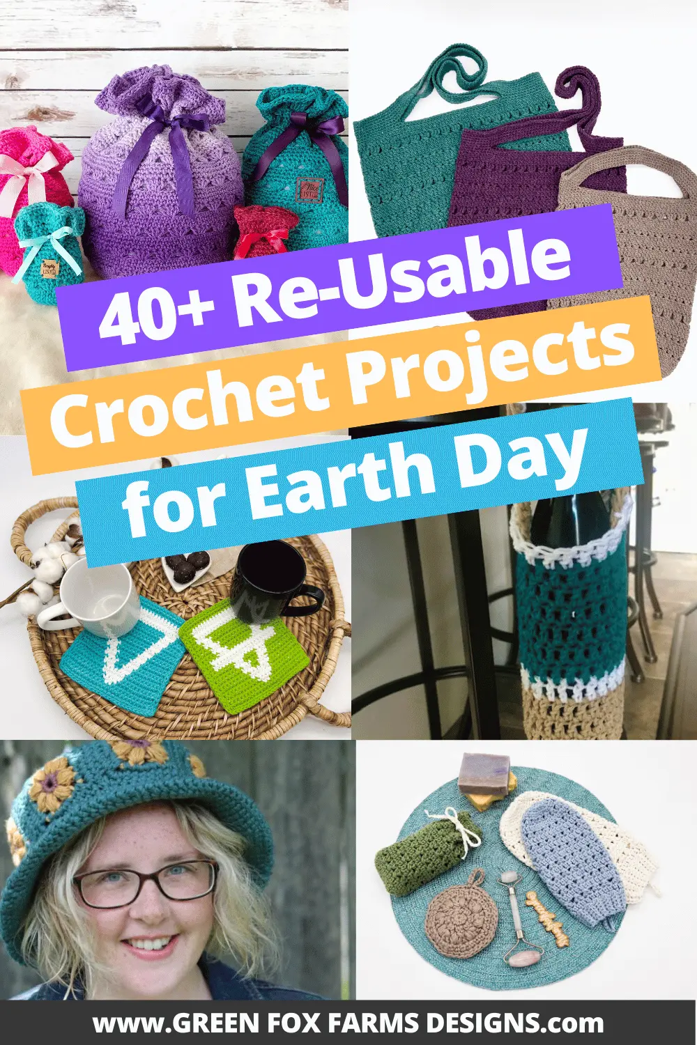 crochet 40 Reusable Earth Day Crochet Patterns Roundup by Green Fox Farms Designs © 2026 Pin7