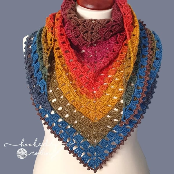 Easy Block Stitch Shawl Crochet Pattern by Hooked By Robin