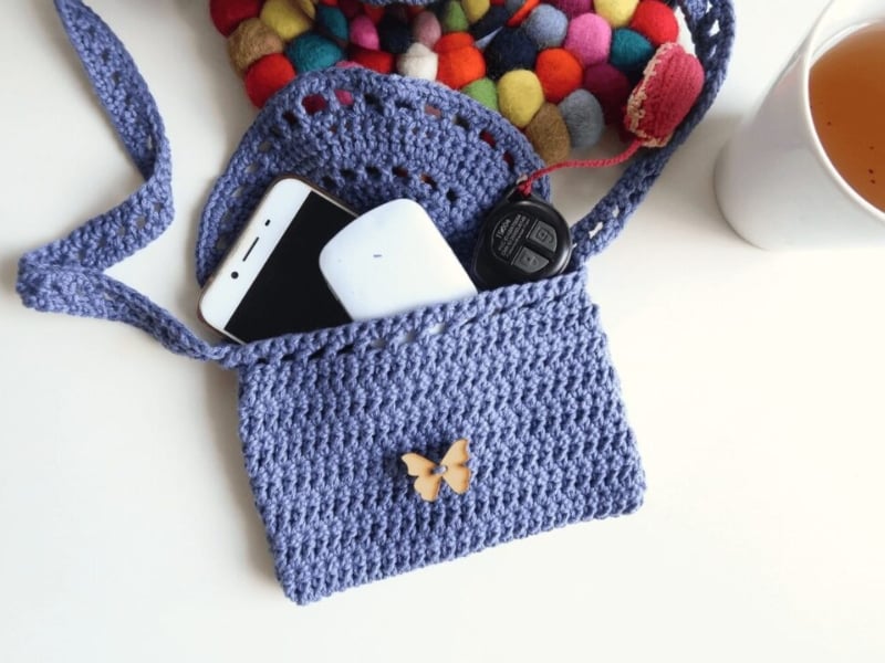 Eyelet Bag One Skein Crochet Pattern by Knitting With Chopsticks