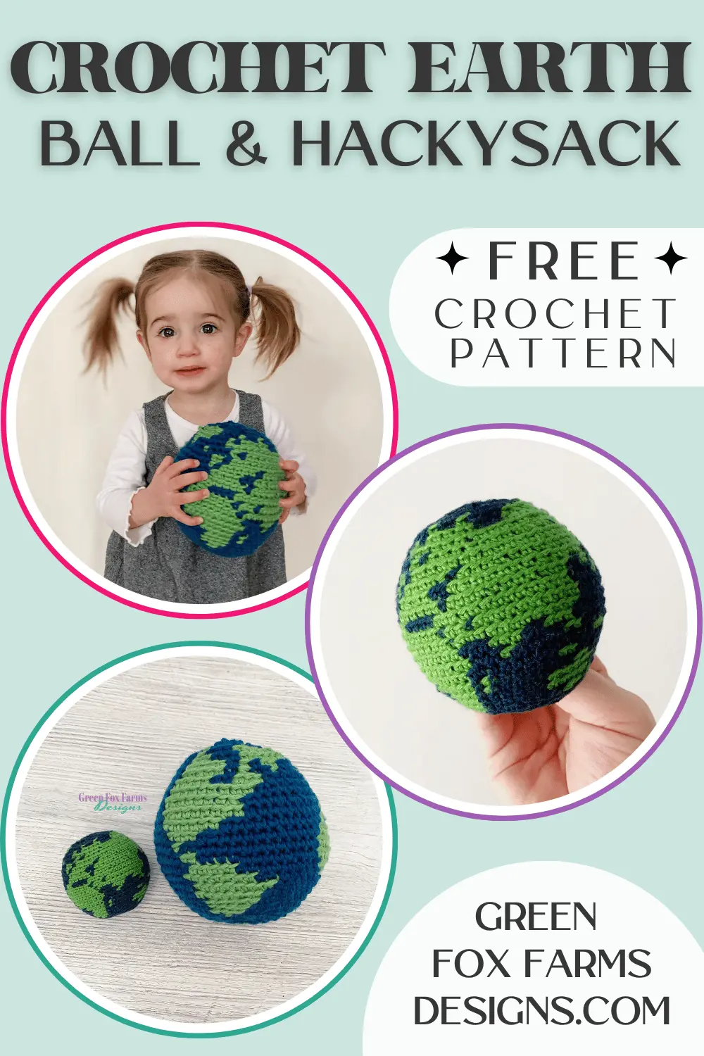 Free Amigurumi Crochet Earth Pattern - Green Fox Farms Designs - PIN 3 crochet Free Amigurumi Crochet Earth Pattern Green Fox Farms Designs PIN 3