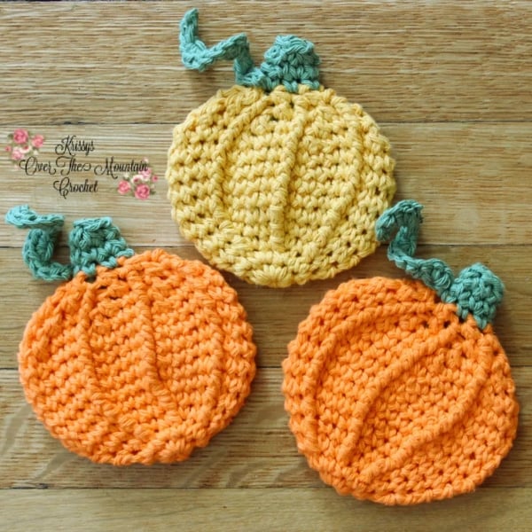 3D Pumpkin Dishcloth Free Pattern by Krissy’s Over the Mountain Crochet