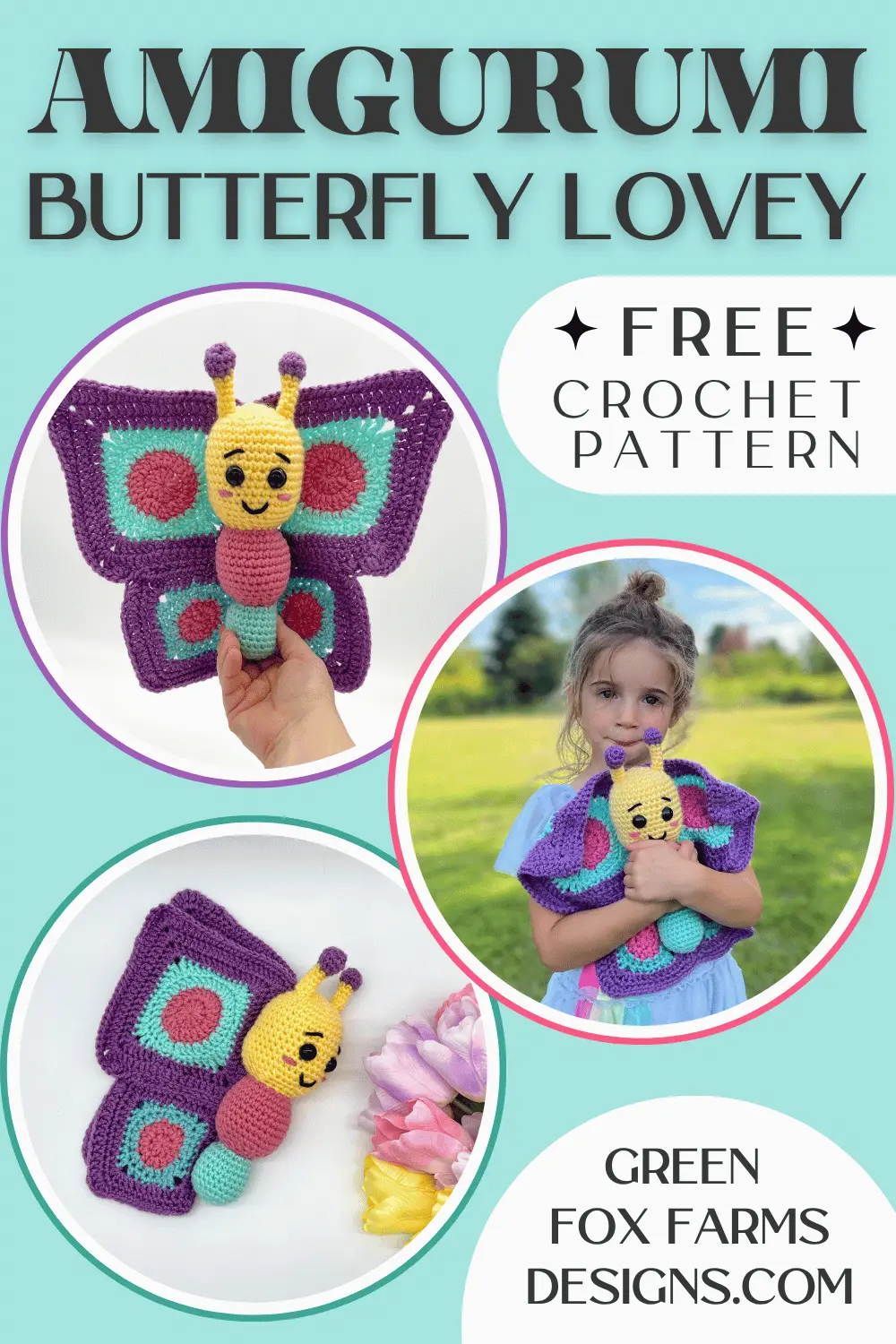 crochet Bijoux Crochet Butterfly Amigurumi Pattern Free Green Fox Farms Designs PINS 3