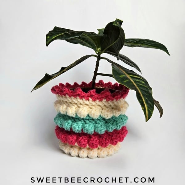 Bobble Plant Pot Cozy by Sweet Bee Crochet