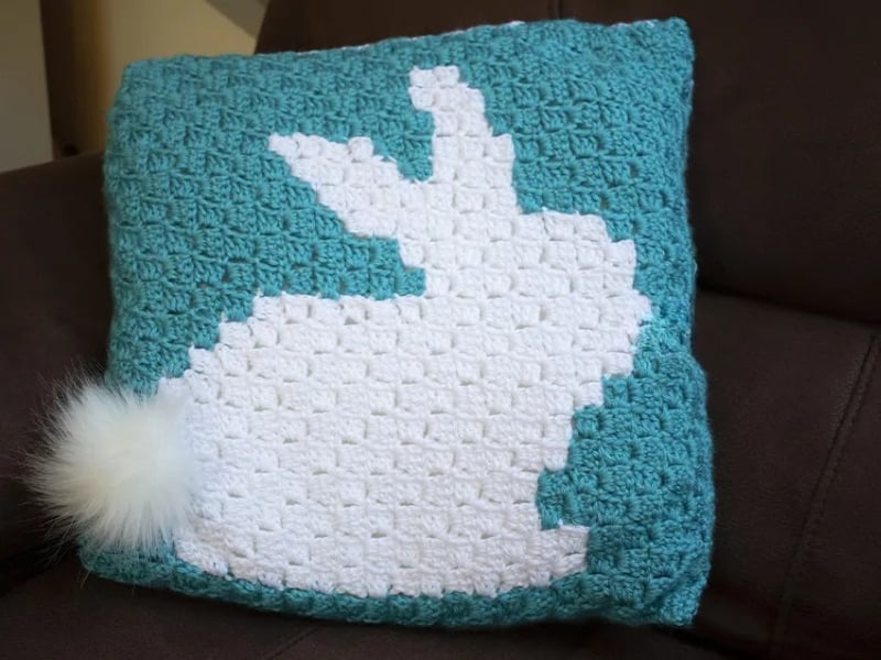 Bunny C2C Pillow Free Pattern by Sunflower Cottage Crochet