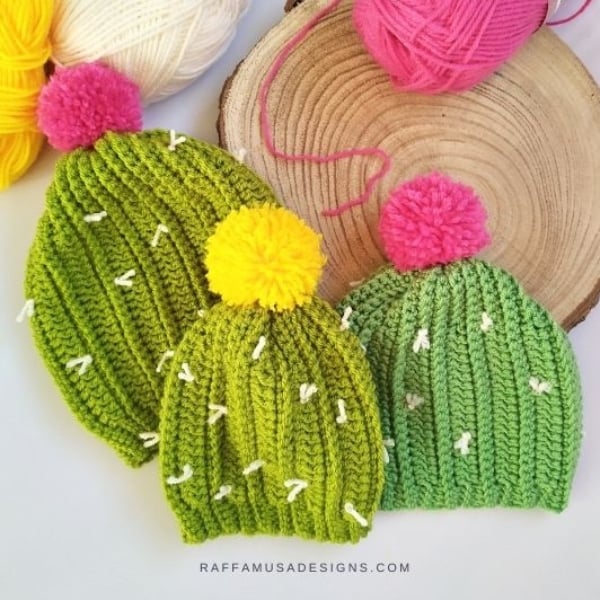 Cactus Beanie Crochet Pattern by Raffamusa Designs