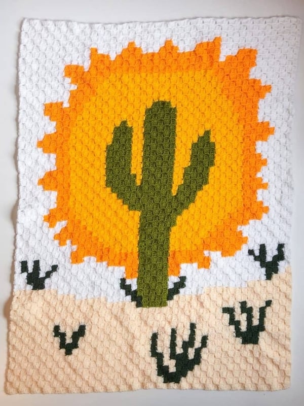 Cactus Blanket Free Crochet Pattern by Nana’s Crafty Home