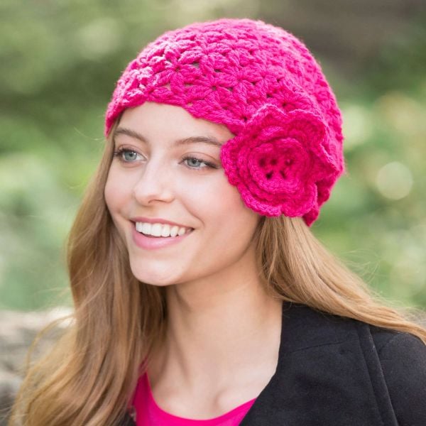Free Crochet Flower Cloche Pattern  Intermediate by Yarnspirations